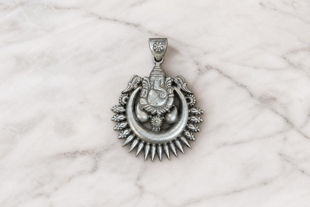 925 Sterling Silver Ganesha Pendant  Oxidized Silver Lord Ganesha  Hindu Spiritual Jewelry  Ganpati Elephant God  Gift for Her