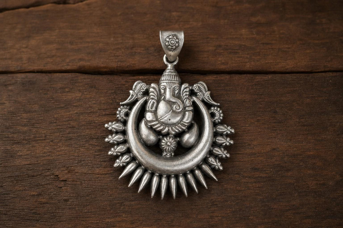 925 Sterling Silver Ganesha Pendant  Oxidized Silver Lord Ganesha  Hindu Spiritual Jewelry  Ganpati Elephant God  Gift for Her