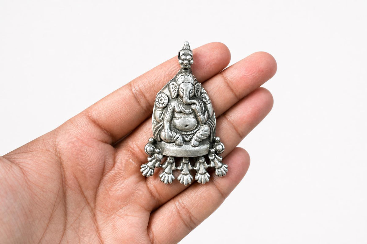 925 Sterling Silver Ganesha Shrine Pendant  Oxidized Lord Ganesha  Hindu Spiritual Jewelry  Ganpati Elephant God  Spiritual Gift  SR66