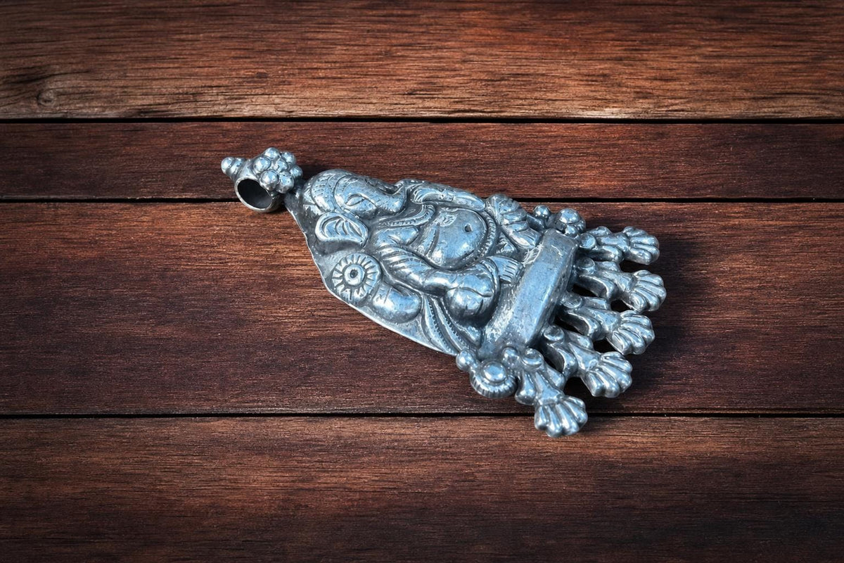 925 Sterling Silver Ganesha Shrine Pendant  Oxidized Lord Ganesha  Hindu Spiritual Jewelry  Ganpati Elephant God  Spiritual Gift  SR66