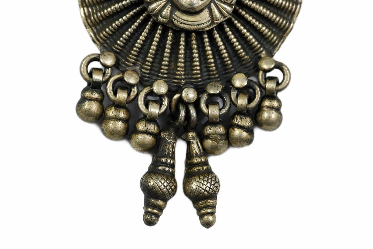925 Sterling Silver Durga Pendant  Oxidized Vintage Sunburst Goddess Durga  Hindu Spiritual Jewelry  Tribal Devi Pendant  Gift for Mom