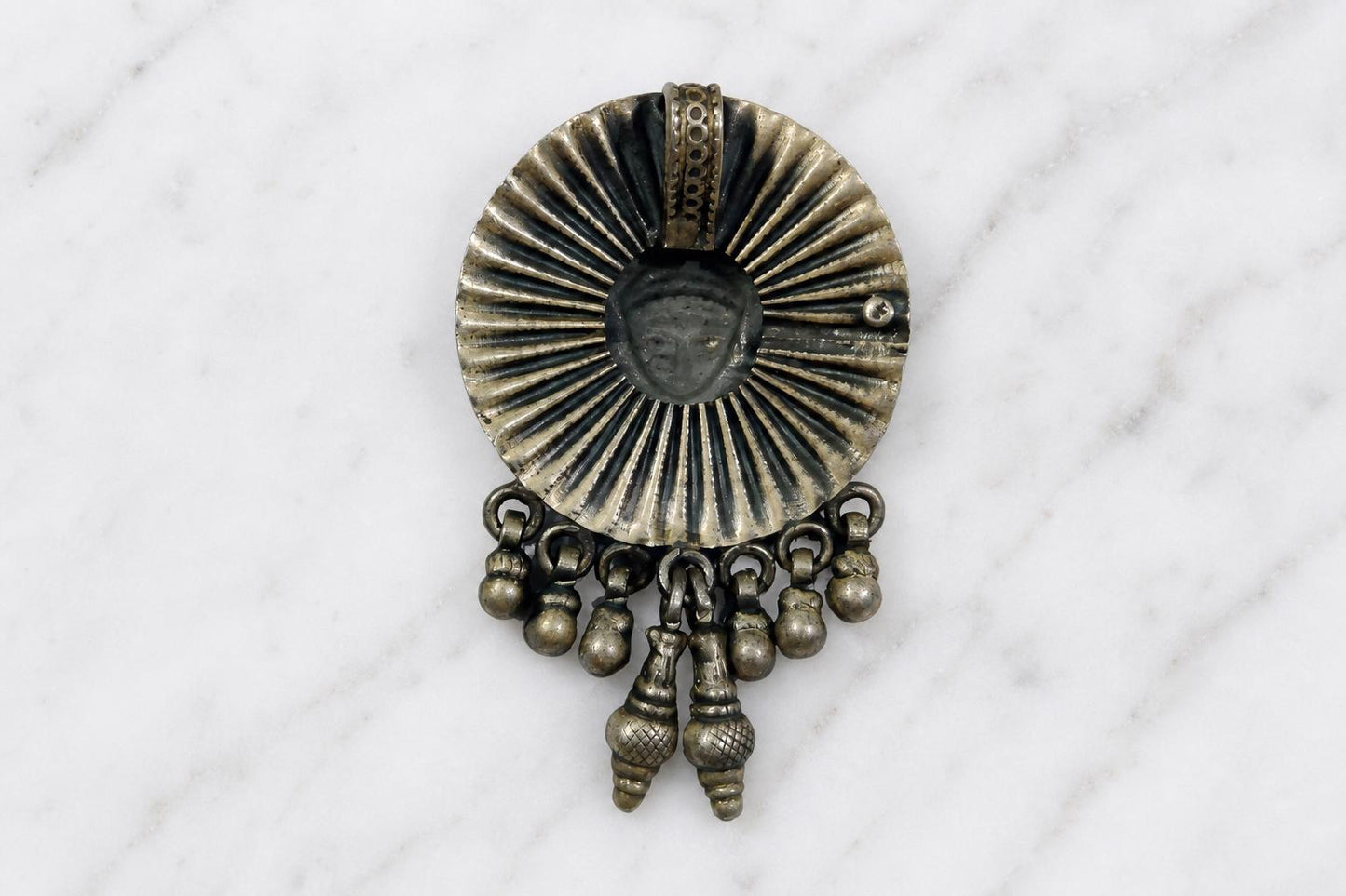 925 Sterling Silver Durga Pendant  Oxidized Vintage Sunburst Goddess Durga  Hindu Spiritual Jewelry  Tribal Devi Pendant  Gift for Mom