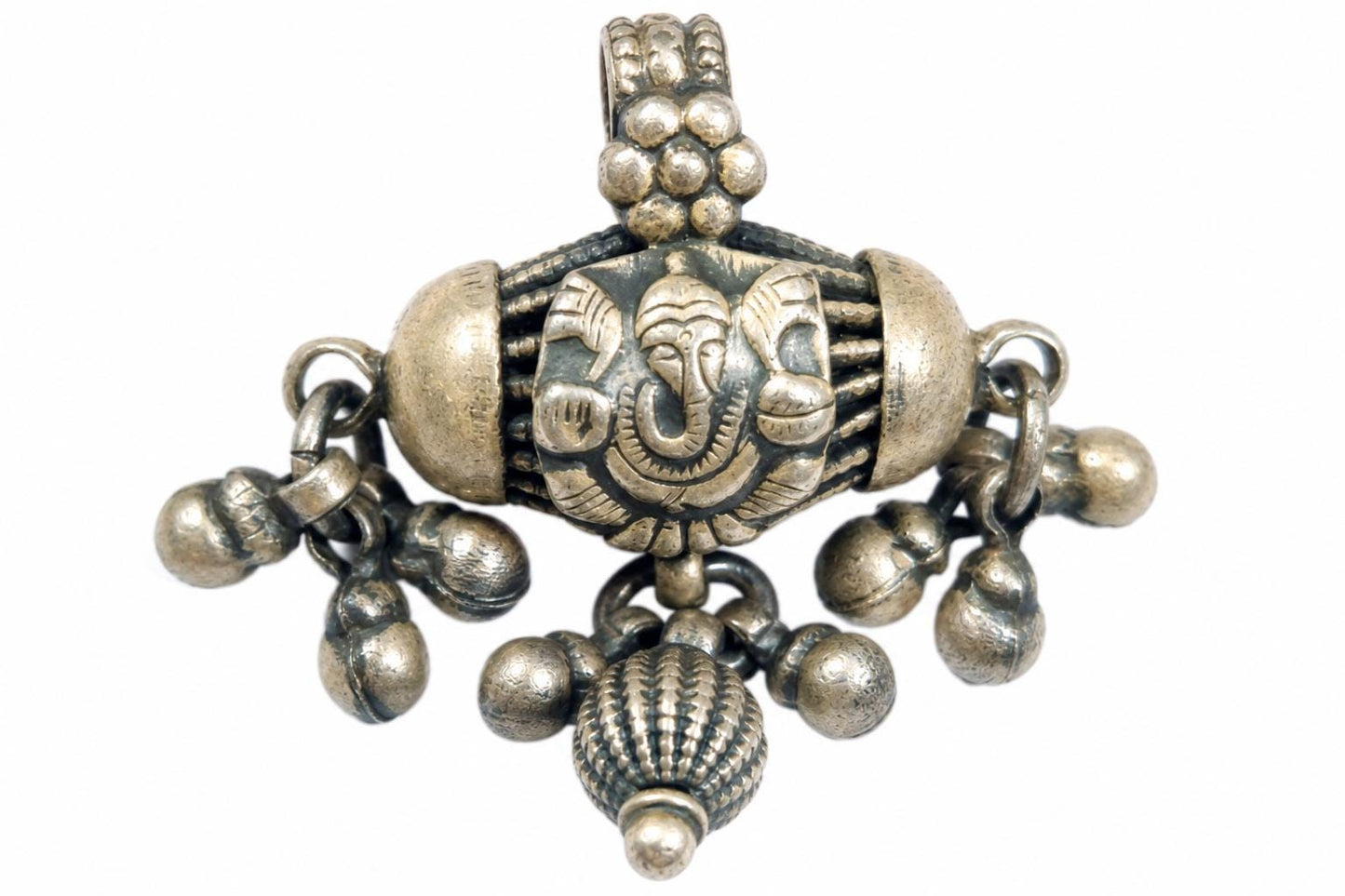 925 Sterling Silver Ganesha Pendant  Oxidized Vintage Lord Ganesha  Barrel Tribal Ethnic Jewelry  Ganpati Elephant God  Spiritual Gift