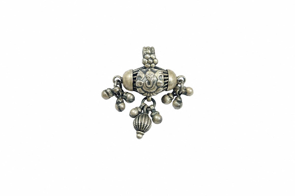 925 Sterling Silver Ganesha Pendant  Oxidized Vintage Lord Ganesha  Barrel Tribal Ethnic Jewelry  Ganpati Elephant God  Spiritual Gift