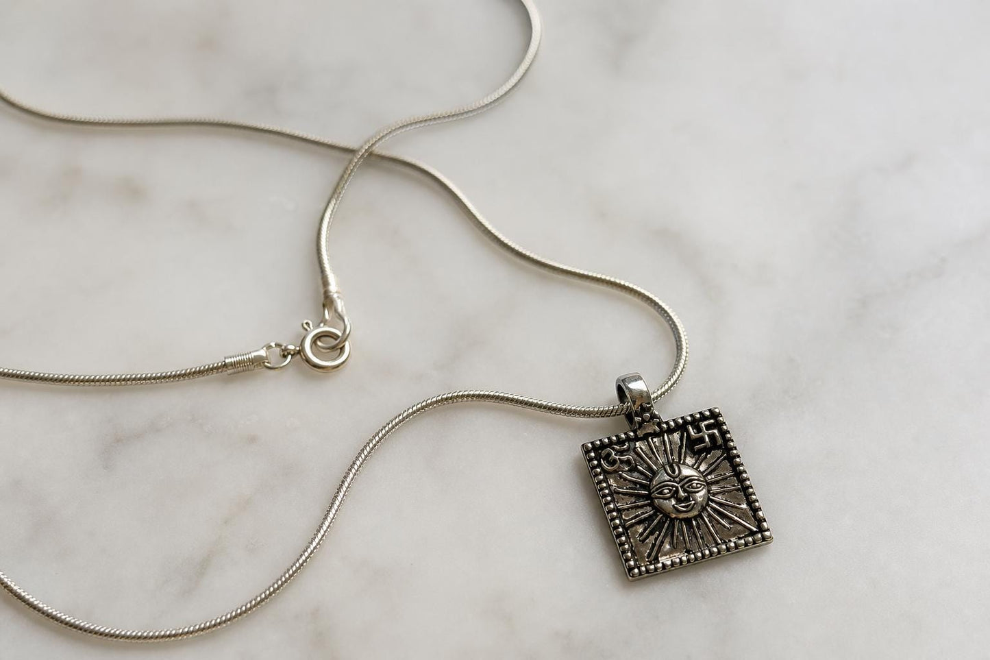 925 Sterling Silver Sun Necklace  Oxidized Vintage Lord Surya Sun Face  Hindu Spiritual Jewelry  Om Celestial Pendant  Spiritual Gift