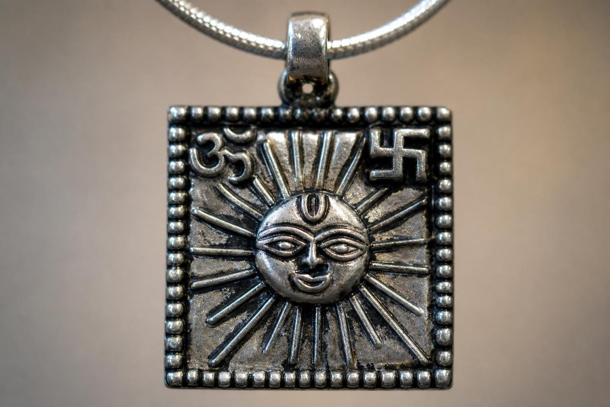 925 Sterling Silver Sun Necklace  Oxidized Vintage Lord Surya Sun Face  Hindu Spiritual Jewelry  Om Celestial Pendant  Spiritual Gift