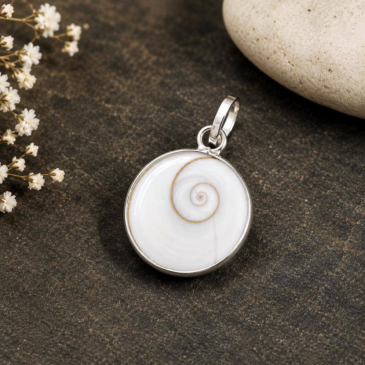 Natural Gomti Chakra Pendant • Shiva Eye Shell Necklace • Protection Talisman • Good Luck Prosperity Charm • Hindu Meditation Jewelryc