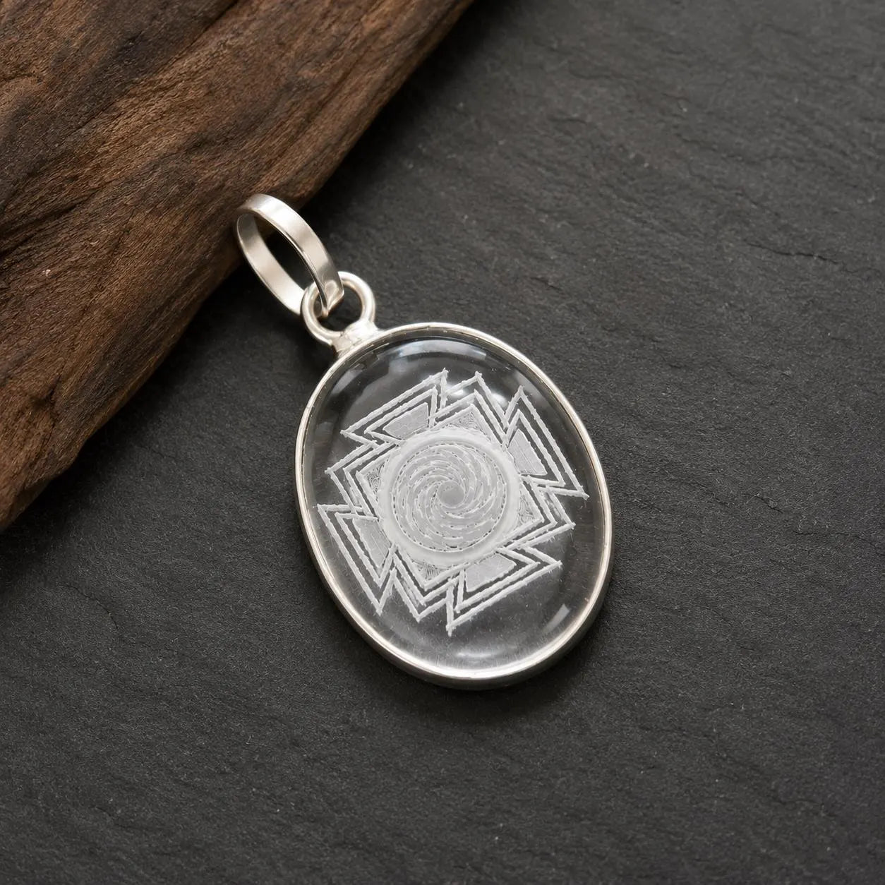 Meru Yantra Pendant • Sphatik Crystal Necklace • Sacred Geometry Jewelry • Protection Talisman • Spiritual Gift • Engraved Shri Meru Chakra