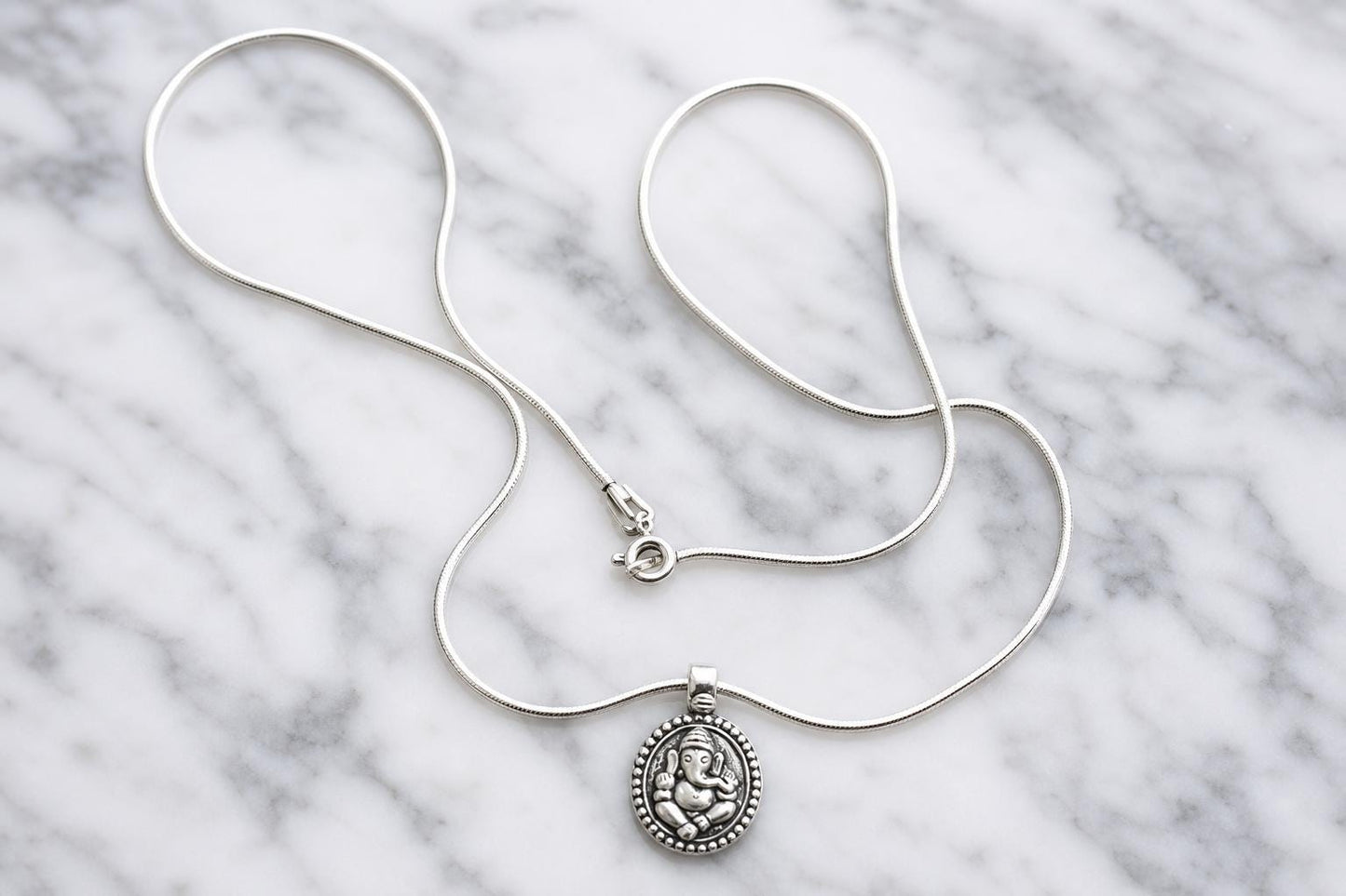 Lord Ganesha Pendant Necklace 925 Sterling Silver  Hindu Spiritual Jewelry  Good Luck Protection Talisman  Hindu Deity Ganesha Charm