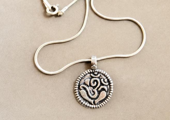 Om Pendant Necklace  925 Sterling Silver Aum Symbol Necklace  Handmade Spiritual Jewelry  Meditation Charm  Hindu Gift for Men and Women