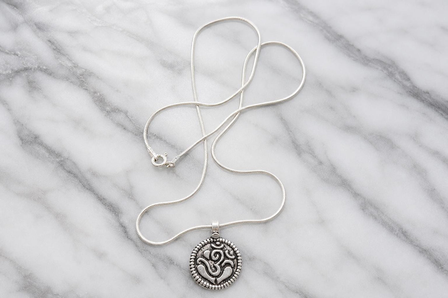 Om Pendant Necklace  925 Sterling Silver Aum Symbol Necklace  Handmade Spiritual Jewelry  Meditation Charm  Hindu Gift for Men and Women