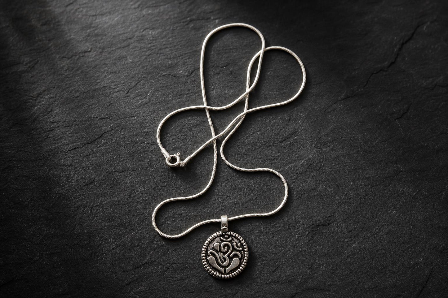 Om Pendant Necklace  925 Sterling Silver Aum Symbol Necklace  Handmade Spiritual Jewelry  Meditation Charm  Hindu Gift for Men and Women
