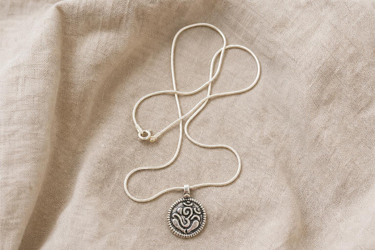 Om Pendant Necklace  925 Sterling Silver Aum Symbol Necklace  Handmade Spiritual Jewelry  Meditation Charm  Hindu Gift for Men and Women