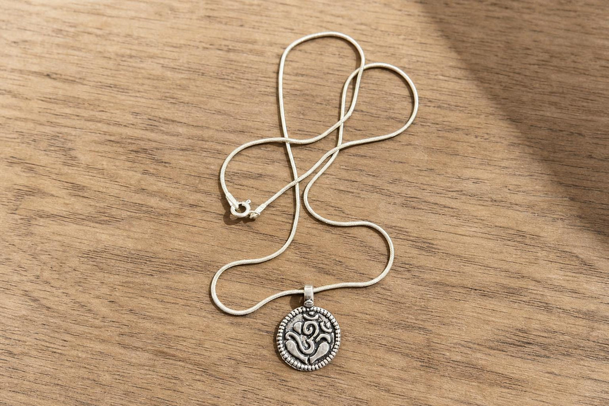 Om Pendant Necklace  925 Sterling Silver Aum Symbol Necklace  Handmade Spiritual Jewelry  Meditation Charm  Hindu Gift for Men and Women