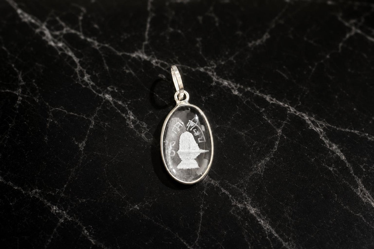 Sphatik Shiva Pendant  Clear Quartz Om Namah Shivaya  Large Shiva Shivling Crystal Pendant  Hindu Spiritual Jewelry  Spiritual Gift