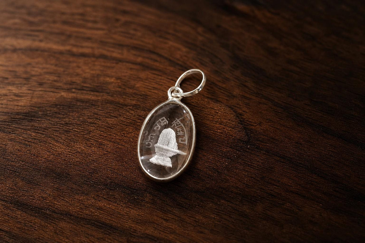 Sphatik Shiva Pendant  Clear Quartz Om Namah Shivaya  Large Shiva Shivling Crystal Pendant  Hindu Spiritual Jewelry  Spiritual Gift