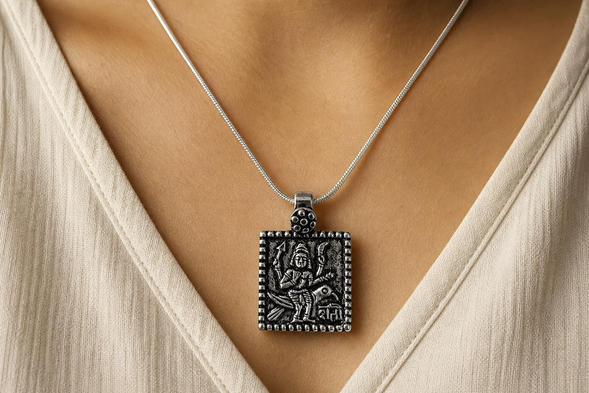 Shani Graha Pendant Necklace  925 Sterling Silver Saturn Remedy Locket  Navagraha Protection Amulet  Hindu Spiritual Jewelry  Shani Dev