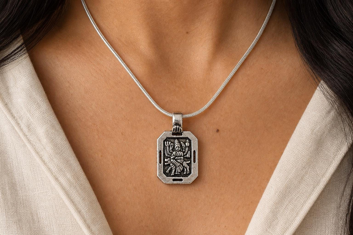 Maa Durga Pendant Necklace  925 Sterling Silver Durga Mata Jewelry  Hindu Goddess Pendant  Spiritual Gift for Men Women  Maa Bhawani