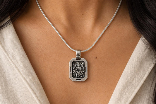 Maa Durga Pendant Necklace • 925 Sterling Silver Durga Mata Jewelry • Hindu Goddess Pendant • Spiritual Gift for Men Women • Maa Bhawani