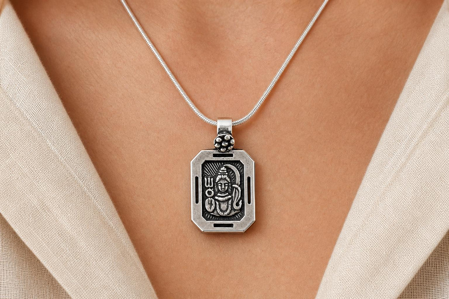 Lord Shiva Pendant Necklace  925 Sterling Silver Shiv Locket  Mahadev Pendant  Hindu Spiritual Jewelry  Gift for Men Women  Shiv Ji