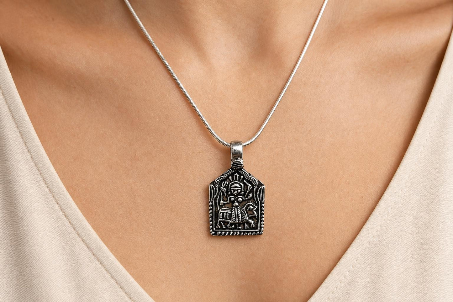 Durga Maa Pendant Necklace  925 Sterling Silver Kali Maa Shakti Pendant  Hindu Goddess Jewelry  Protection Gift for Men Women  Hindu God