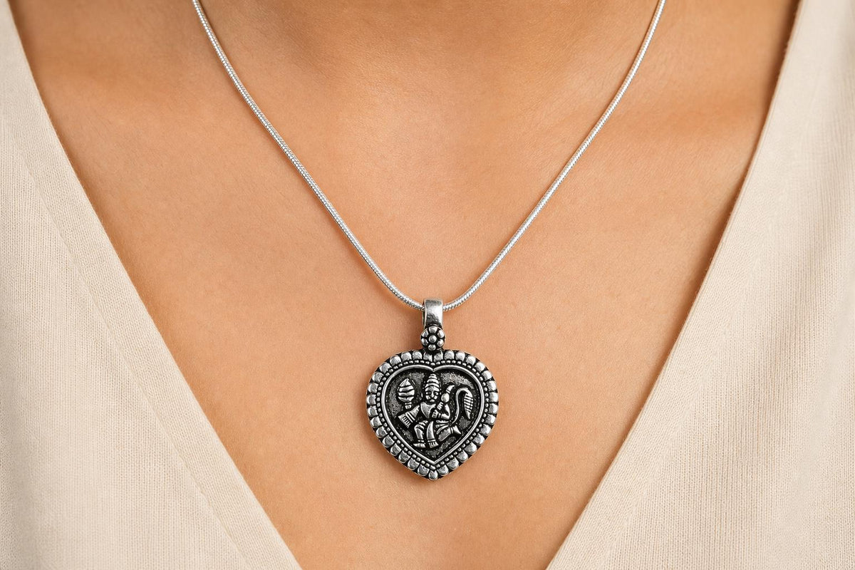 Hanuman Pendant Necklace  925 Sterling Silver Bajrang Bali Locket  Hindu Spiritual Protection Jewelry  Religious Gift for Men Women