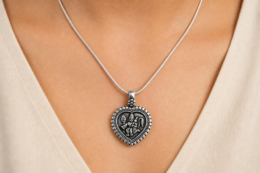 925 Sterling Silver Hanuman Pendant Necklace • Bajrang Bali Locket • Hindu Spiritual Protection Jewelry • Devotional Religious Gift for Men & Women