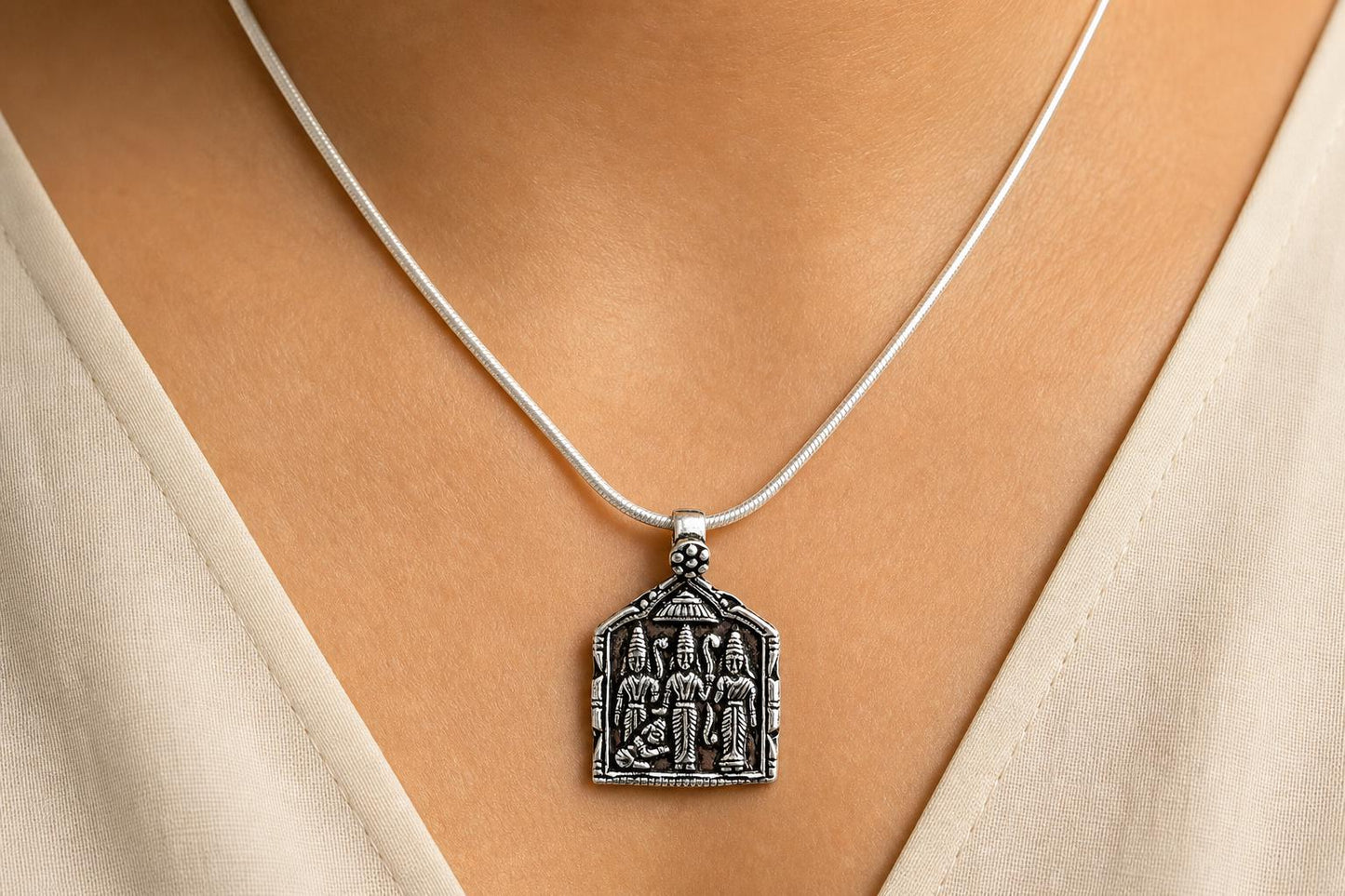 Ram Darbar Necklace  925 Sterling Silver Lord Ram Family Pendant  Sita Lakshman Hanuman Jewelry  Hindu Gift  Ram Darbar Pendant Necklace
