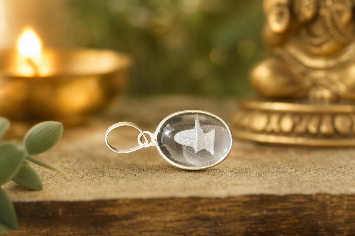 Engraved Shiva Shivling Sphatik Crystal Pendant  Clear Quartz Spiritual Necklace  Hindu Talisman Meditation Gift   Shiva Lingam Pendant