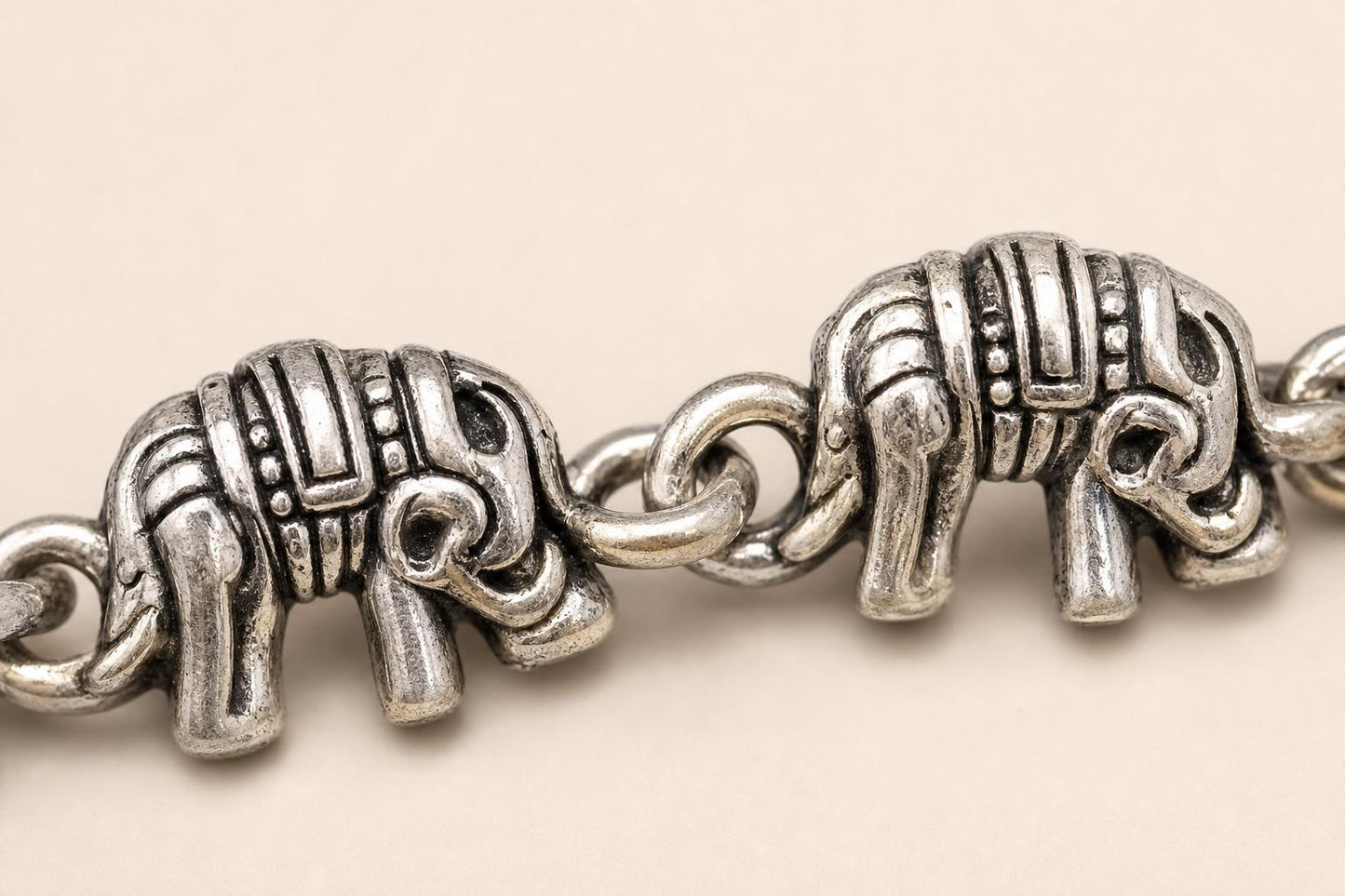 925 Sterling Silver Elephant Bracelet  Oxidized Vintage Boho Ethnic Animal Charm Bracelet  Indian Jewelry  Gift for Her Women