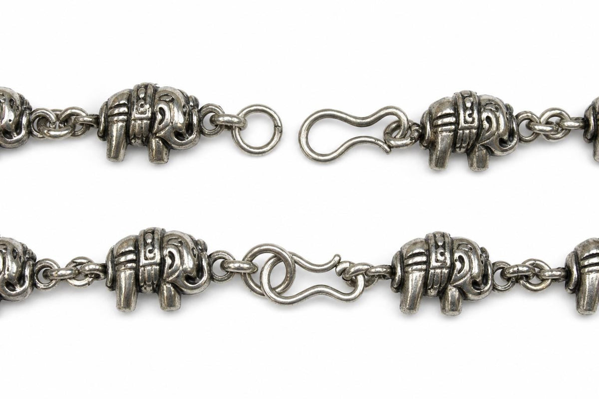 925 Sterling Silver Elephant Bracelet  Oxidized Vintage Boho Ethnic Animal Charm Bracelet  Indian Jewelry  Gift for Her Women