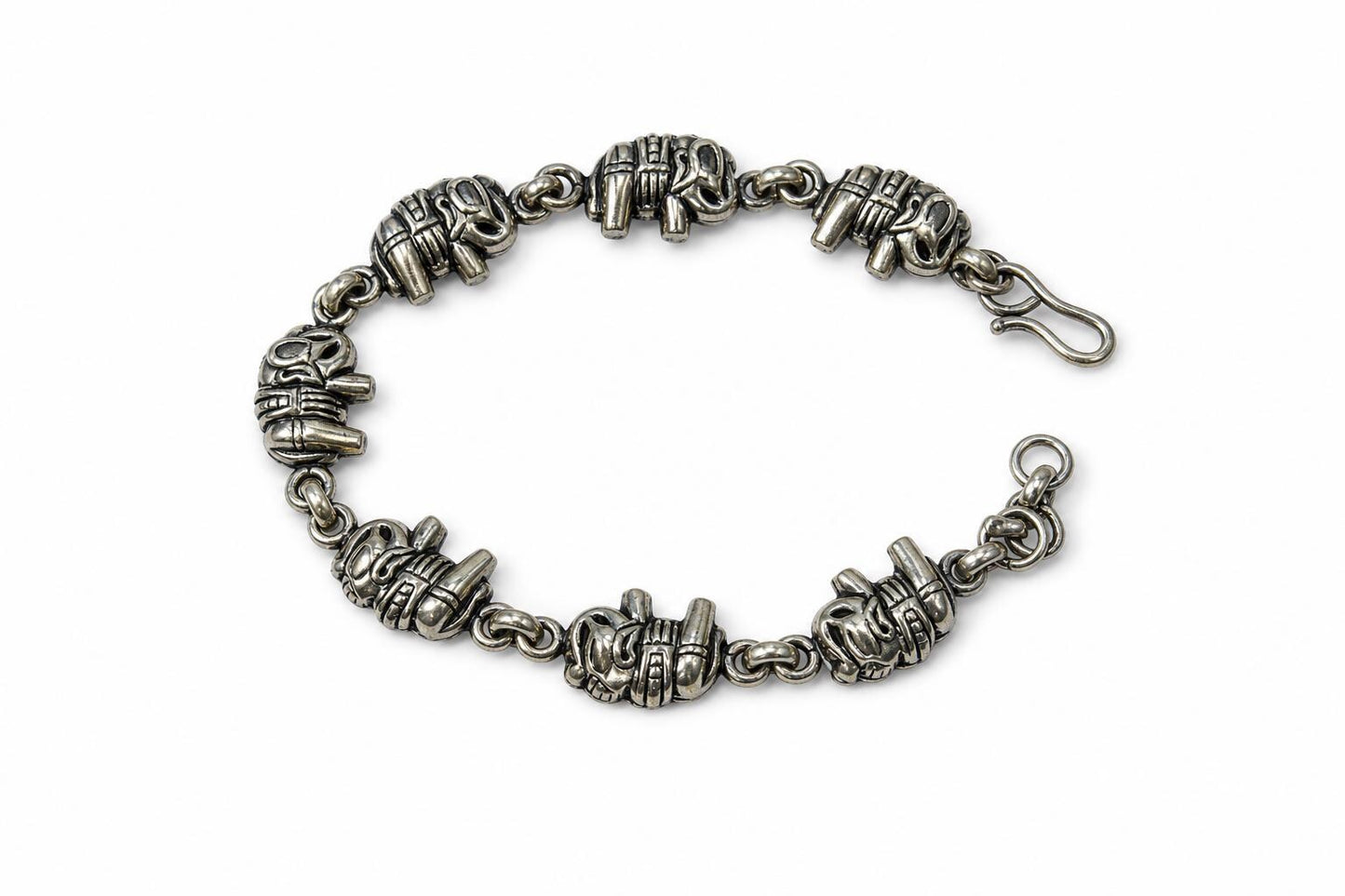 925 Sterling Silver Elephant Bracelet  Oxidized Vintage Boho Ethnic Animal Charm Bracelet  Indian Jewelry  Gift for Her Women