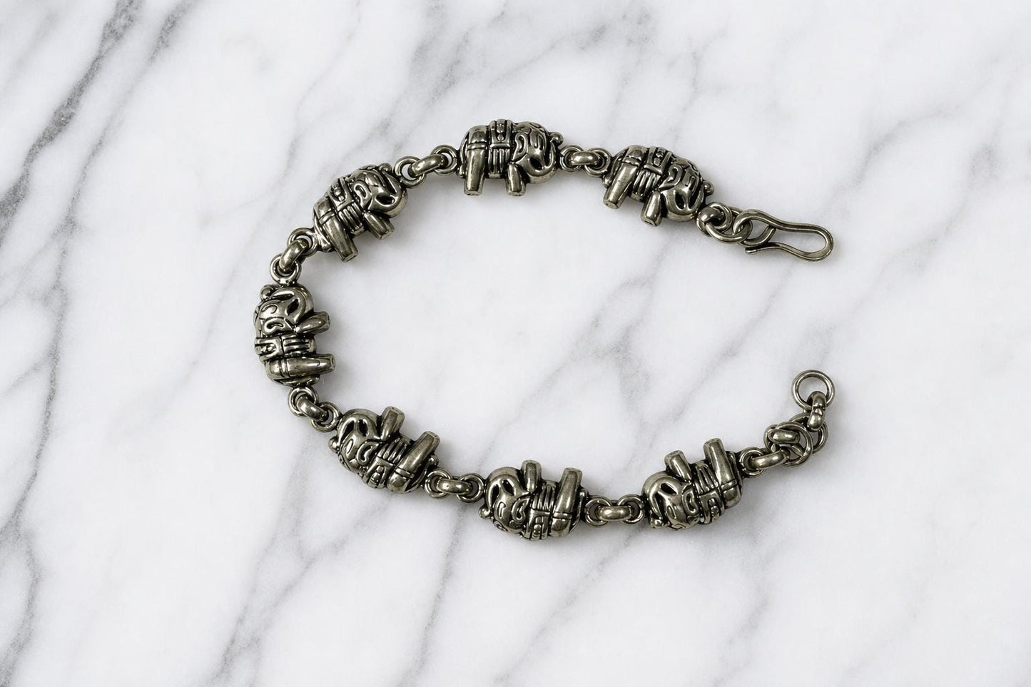 925 Sterling Silver Elephant Bracelet  Oxidized Vintage Boho Ethnic Animal Charm Bracelet  Indian Jewelry  Gift for Her Women
