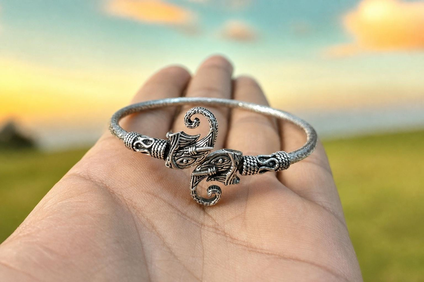 925 Sterling Silver Elephant Bangle  Oxidized Vintage Elephant Head Cuff  Boho Ethnic Indian Jewelry  Gift for Her Women  Silver Bangles