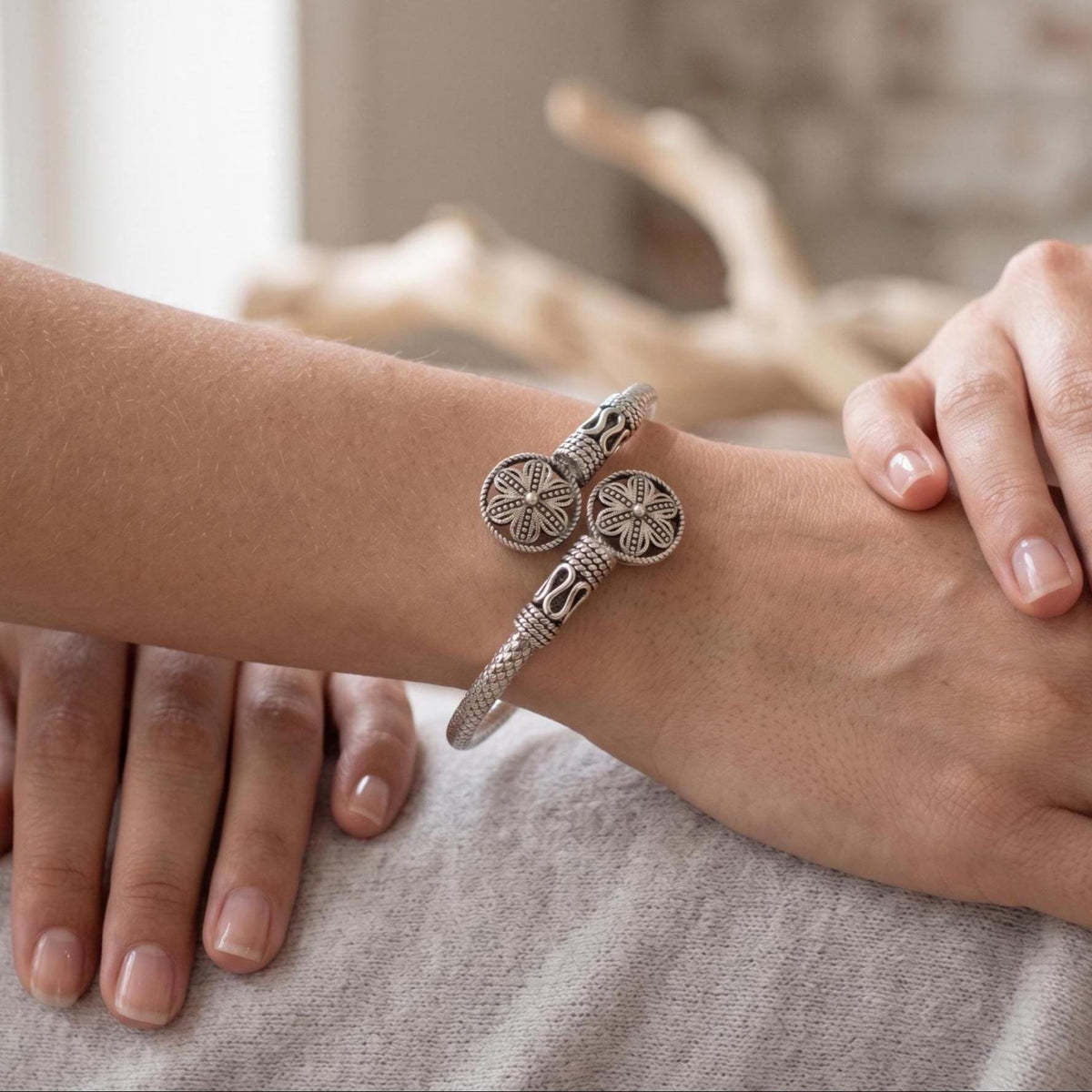 925 Sterling Silver Sun Bangle  Oxidized Vintage Sunburst Floral Cuff  Boho Celestial Jewelry  Gift for Mom  Indian Silver Bangles