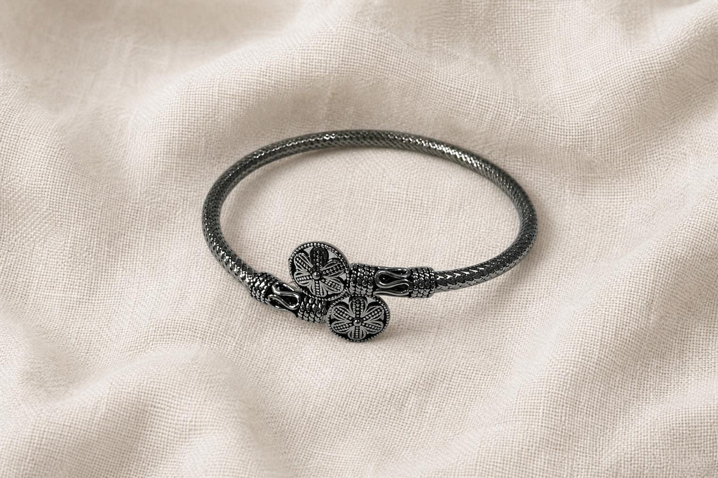 925 Sterling Silver Sun Bangle  Oxidized Vintage Sunburst Floral Cuff  Boho Celestial Jewelry  Gift for Mom  Indian Silver Bangles