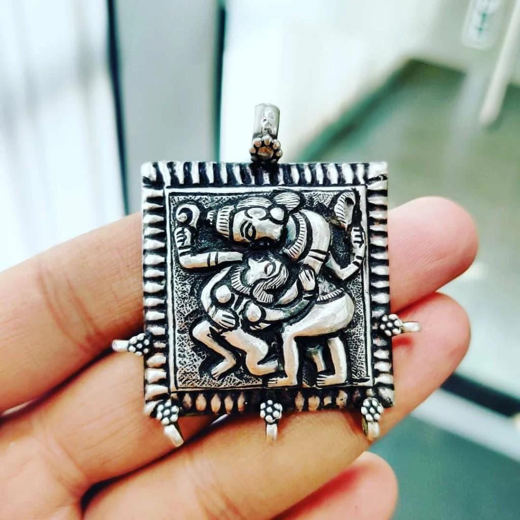 925 Sterling Silver Kamadeva Rati Pendant  Oxidized Vintage Hindu Love Deity  Tantric Spiritual Indian Tribal Jewelry  Gift for Her