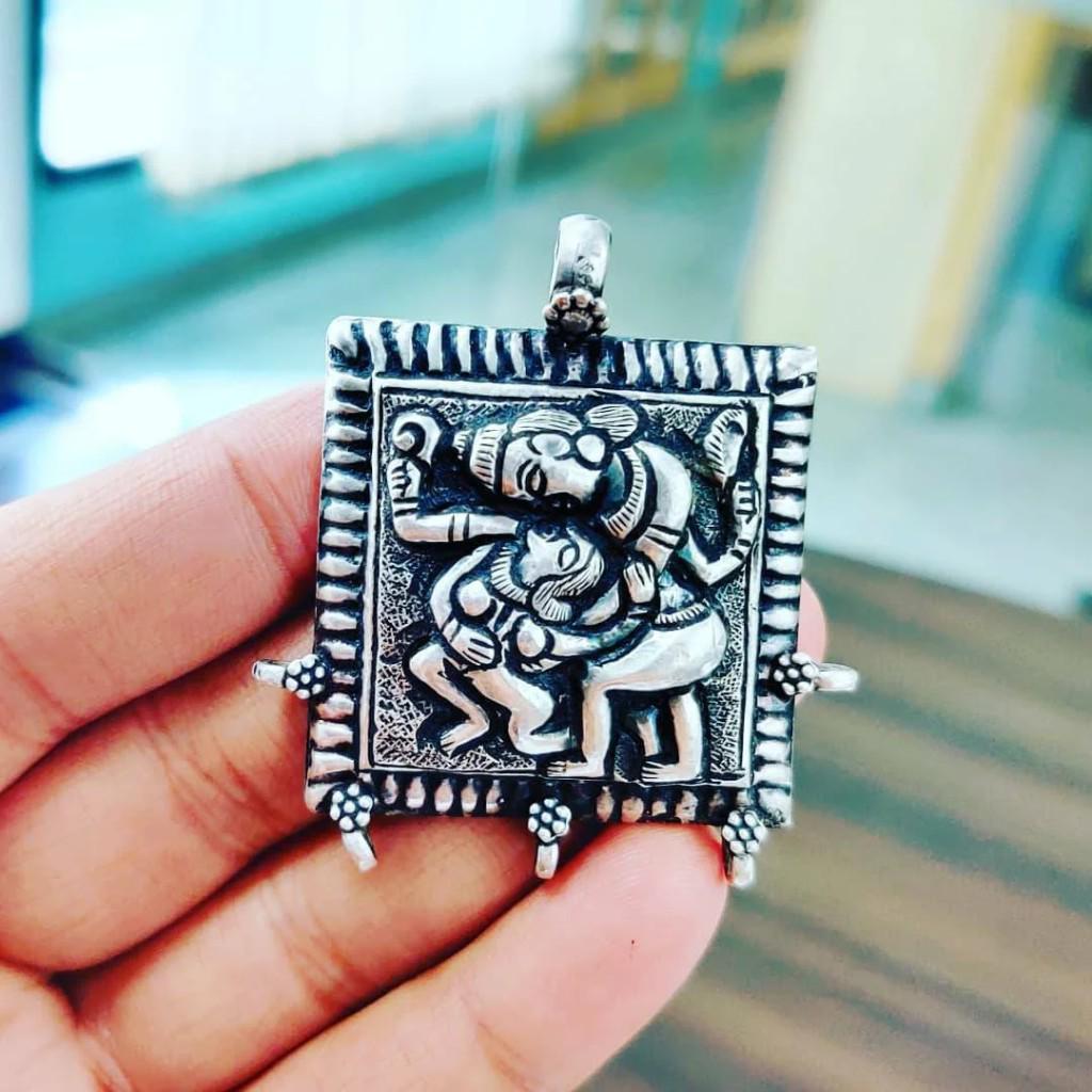 925 Sterling Silver Kamadeva Rati Pendant  Oxidized Vintage Hindu Love Deity  Tantric Spiritual Indian Tribal Jewelry  Gift for Her