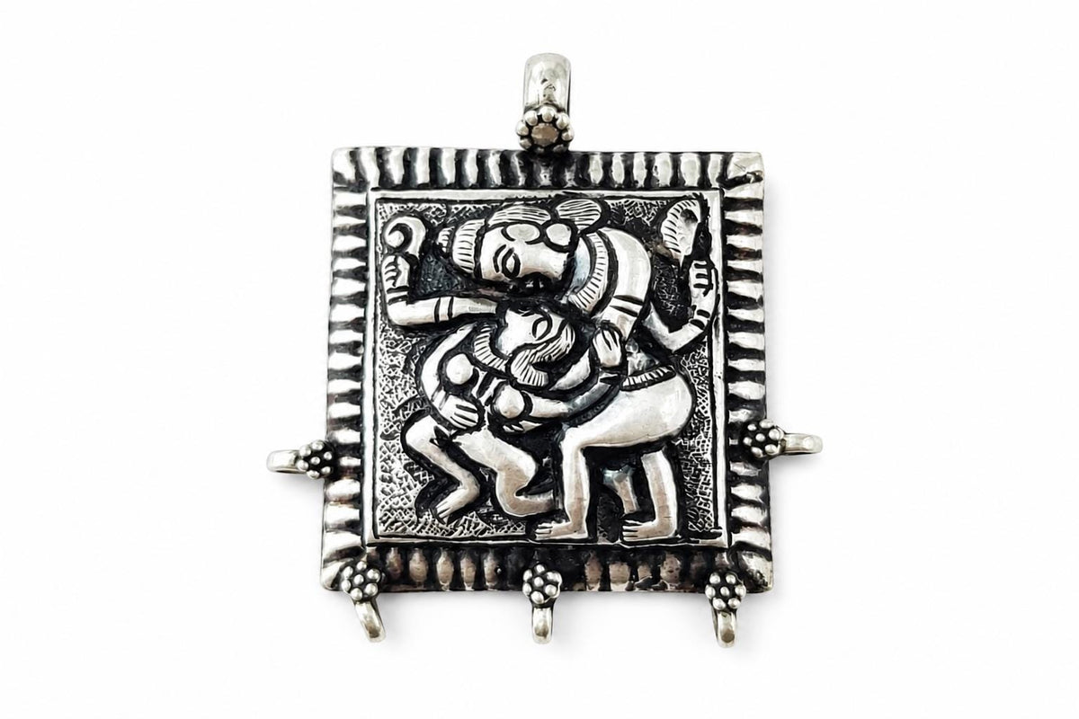 925 Sterling Silver Kamadeva Rati Pendant  Oxidized Vintage Hindu Love Deity  Tantric Spiritual Indian Tribal Jewelry  Gift for Her