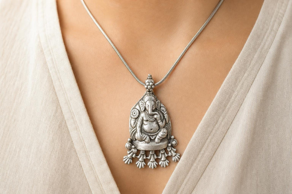925 Sterling Silver Ganesha Shrine Pendant  Oxidized Lord Ganesha  Hindu Spiritual Jewelry  Ganpati Elephant God  Spiritual Gift  SR66