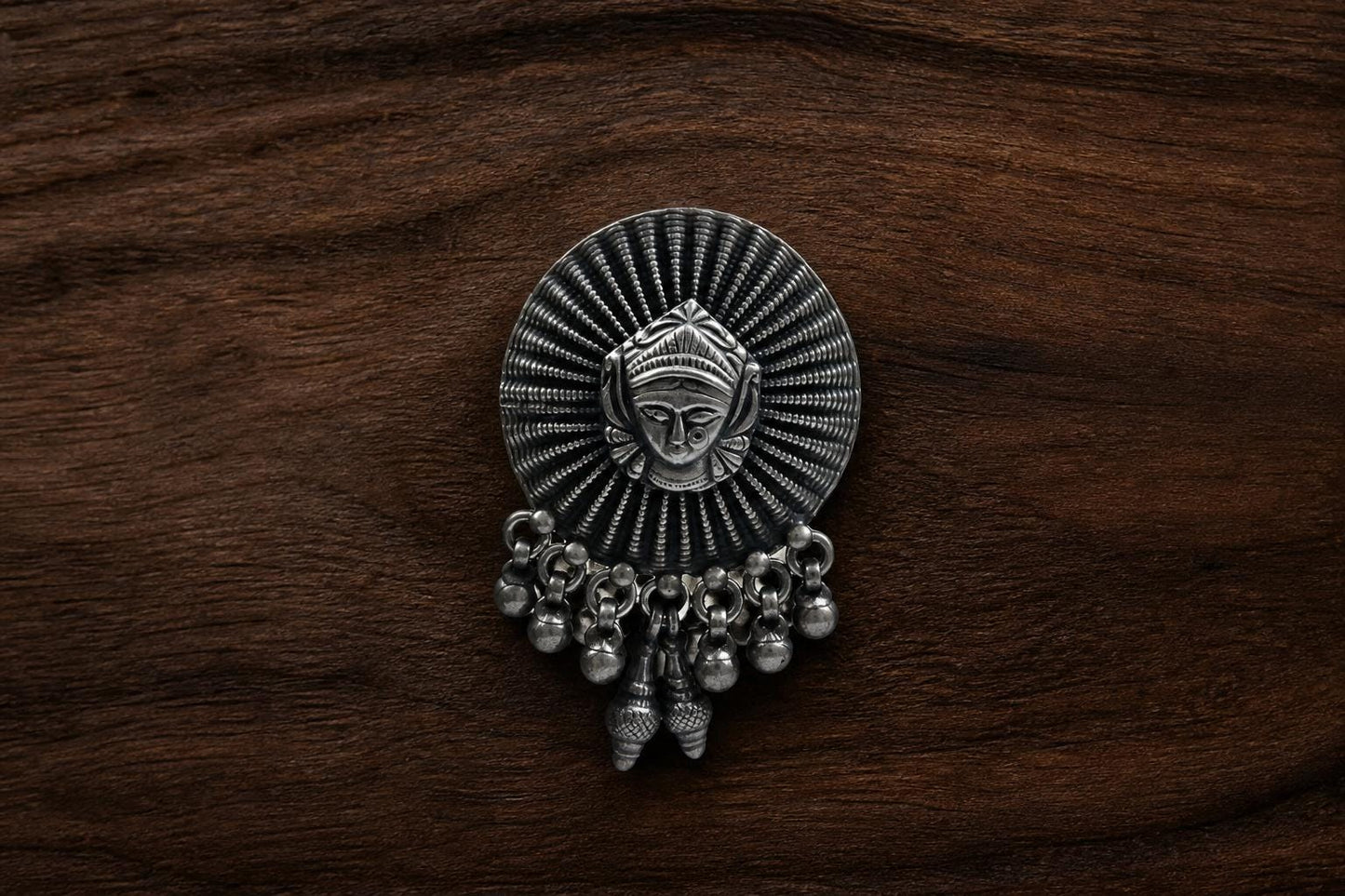925 Sterling Silver Durga Pendant  Oxidized Vintage Sunburst Goddess Durga  Hindu Spiritual Jewelry  Tribal Devi Pendant  Gift for Mom
