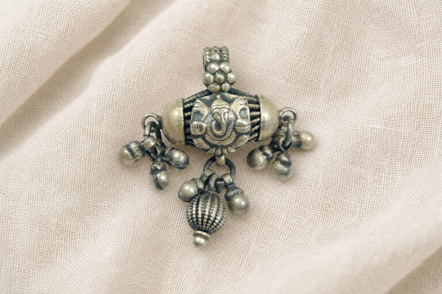 925 Sterling Silver Ganesha Pendant  Oxidized Vintage Lord Ganesha  Barrel Tribal Ethnic Jewelry  Ganpati Elephant God  Spiritual Gift