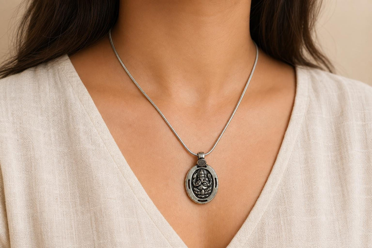 925 Sterling Silver Ganesha Necklace  Oxidized Silver Lord Ganesha  Indian Hindu Spiritual Jewelry  Ganpati Elephant God  Spiritual Gift