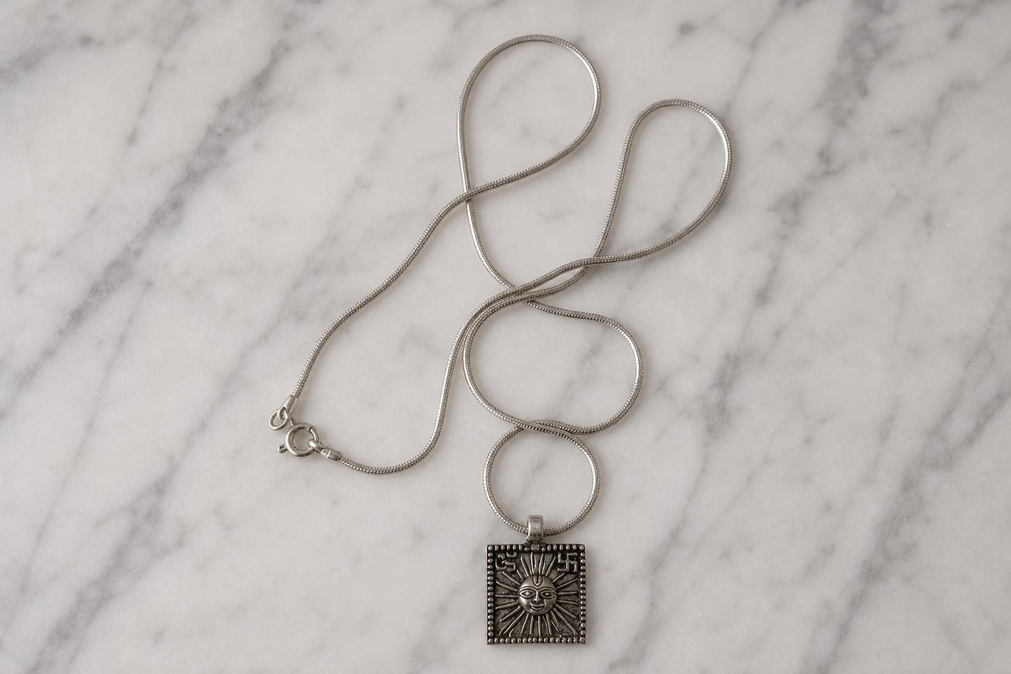 925 Sterling Silver Sun Necklace  Oxidized Vintage Lord Surya Sun Face  Hindu Spiritual Jewelry  Om Celestial Pendant  Spiritual Gift