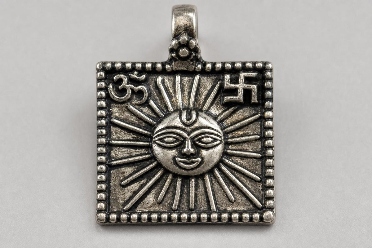 925 Sterling Silver Sun Necklace  Oxidized Vintage Lord Surya Sun Face  Hindu Spiritual Jewelry  Om Celestial Pendant  Spiritual Gift