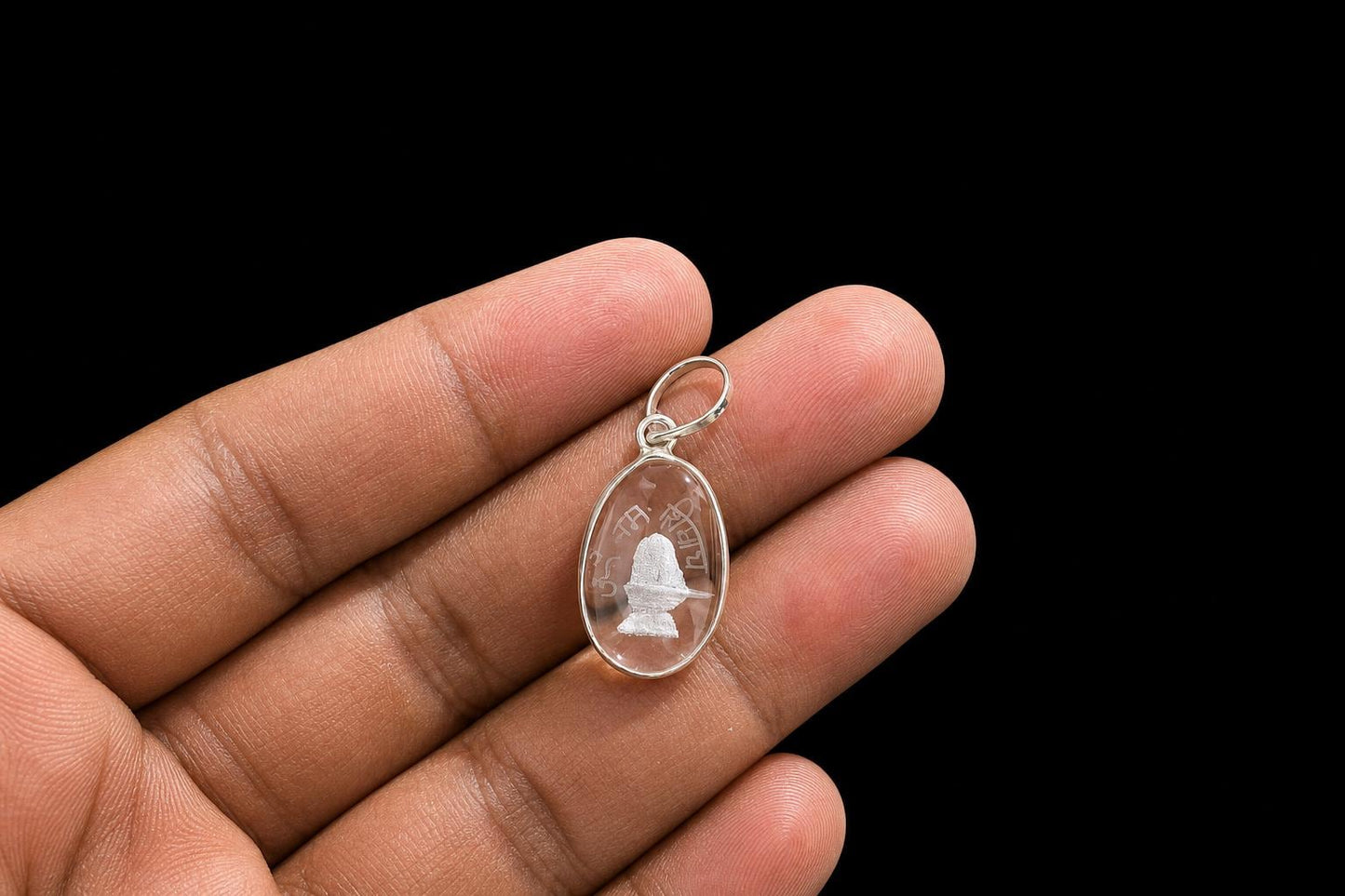 Sphatik Shiva Pendant  Clear Quartz Om Namah Shivaya  Large Shiva Shivling Crystal Pendant  Hindu Spiritual Jewelry  Spiritual Gift