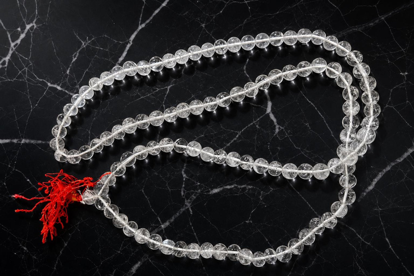 Sphatik Mala  Clear Quartz Crystal Mala 108+1 Beads  Natural Stone Japa Mala Necklace  Meditation Prayer Beads  Hindu Spiritual Gifts
