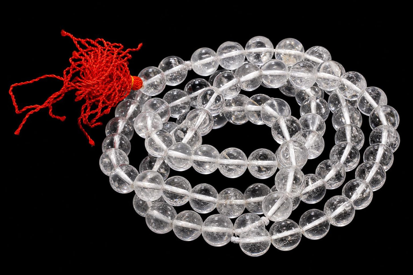 Sphatik Mala  Clear Quartz Crystal Mala 108+1 Beads  Natural Stone Japa Mala Necklace  Meditation Prayer Beads  Hindu Spiritual Gifts