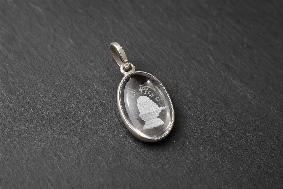 Sphatik Shiva Pendant  Clear Quartz Om Namah Shivaya  Large Shiva Shivling Crystal Pendant  Hindu Spiritual Jewelry  Spiritual Gift
