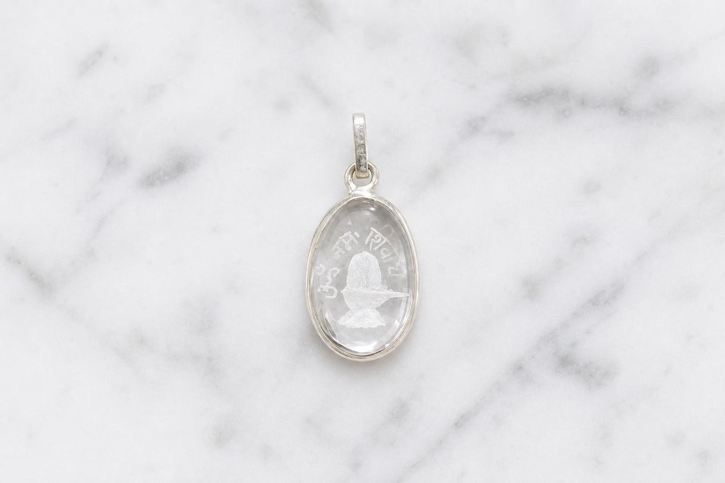 Sphatik Shiva Pendant  Clear Quartz Om Namah Shivaya  Large Shiva Shivling Crystal Pendant  Hindu Spiritual Jewelry  Spiritual Gift